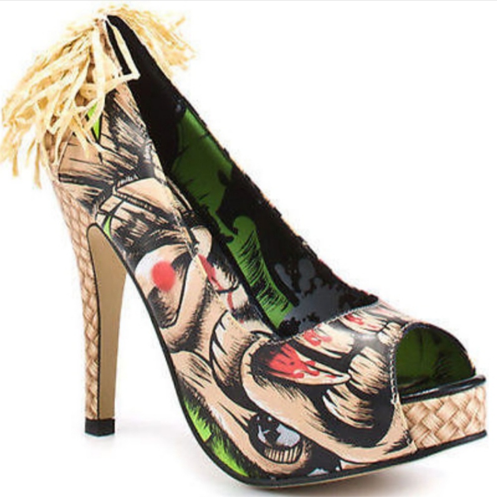 Iron Fist, Tiki god, peep toe platform pumps
